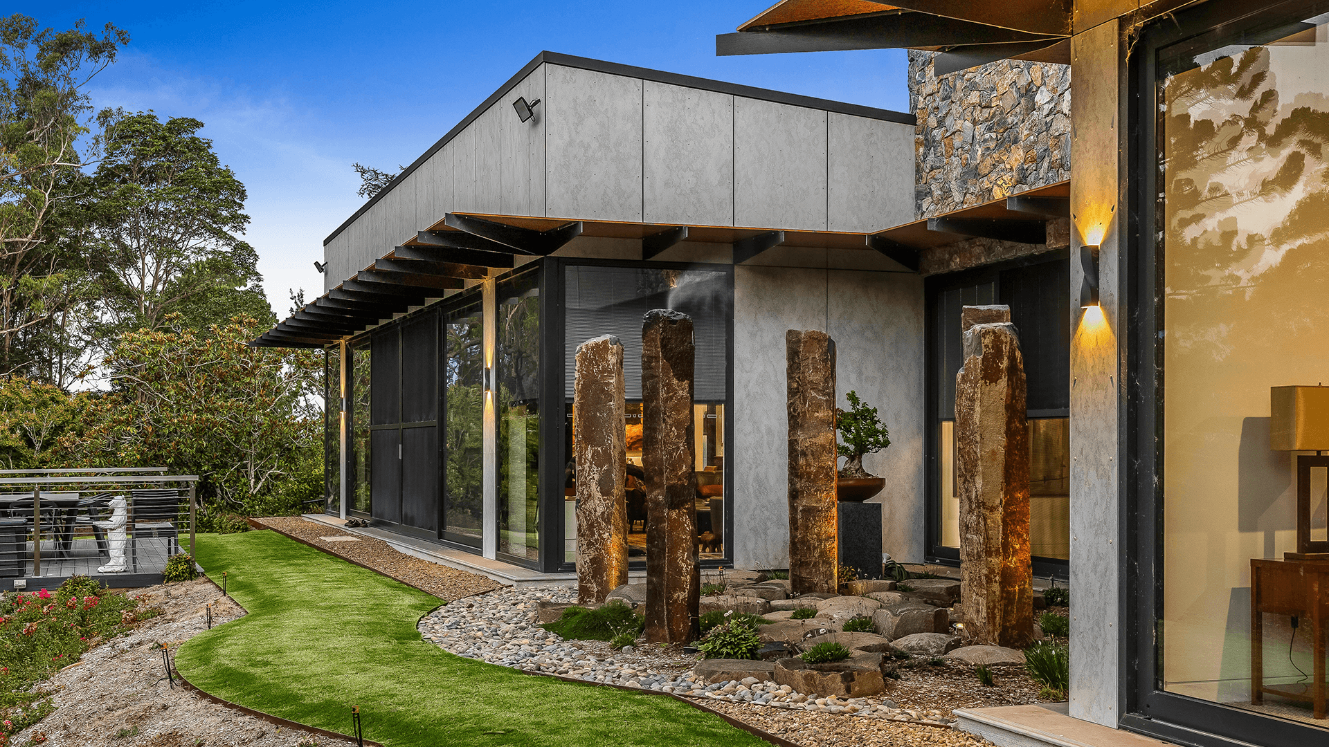 Close up of residential home with Cemintel Barestone