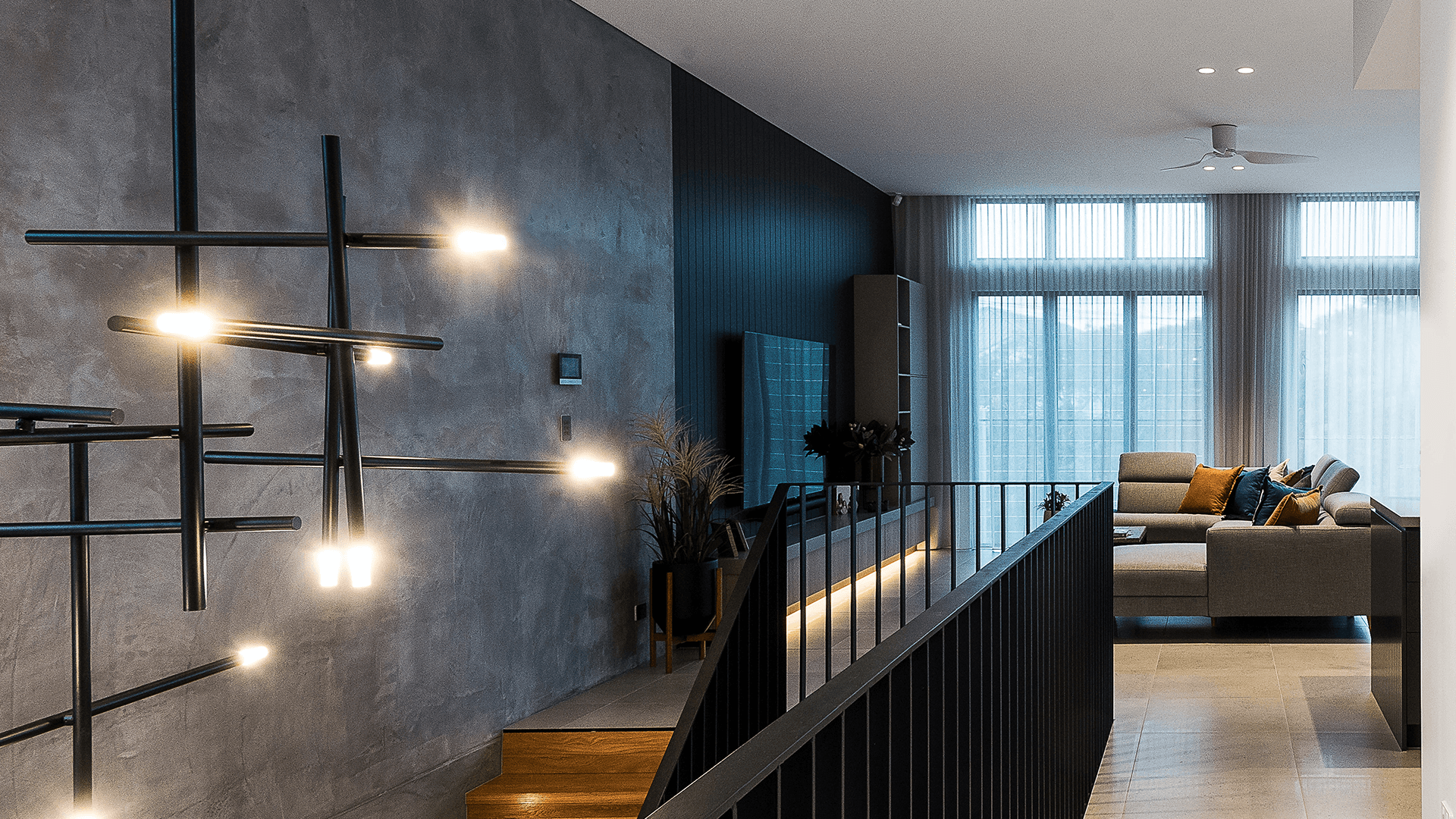 Living area in Reece Keil back to front house