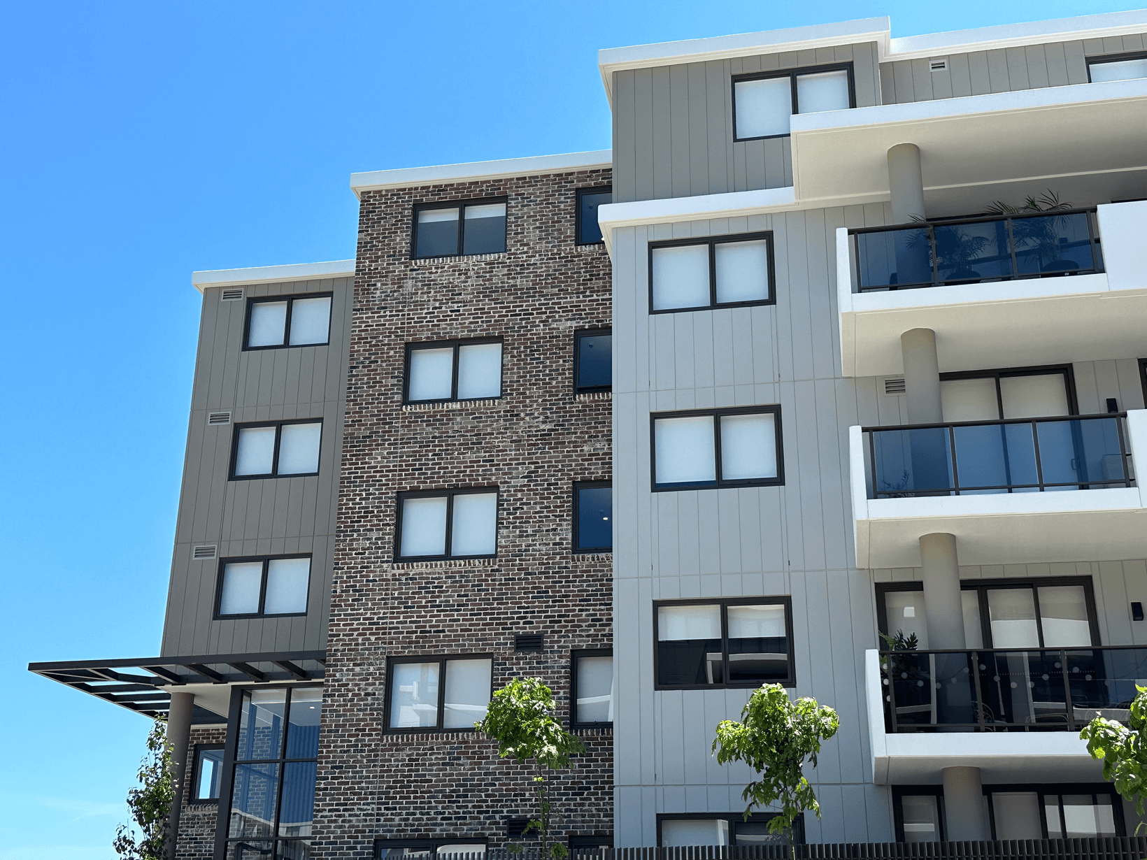 Schofields Gardens PowerPattern facade with a mixed brick facade.