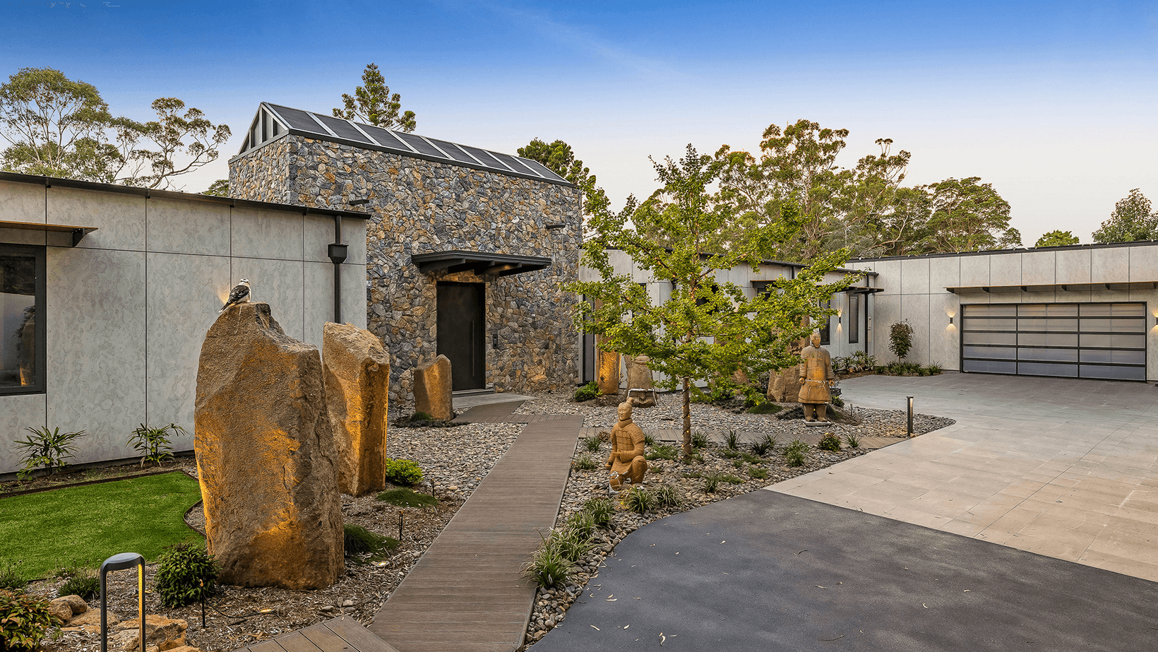 Residential home entry with landscaped garden